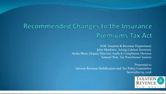 N.M. Taxation &amp; Revenue Department  John Monforte, Acting Cabinet Secretary  Aysha Mora, Deputy