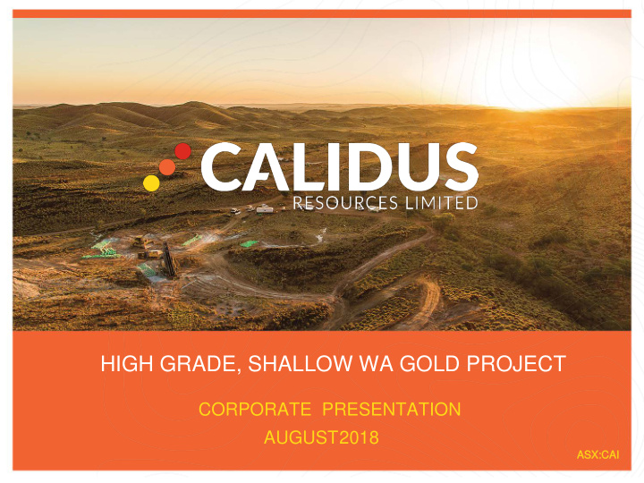 high grade shallow wa gold project