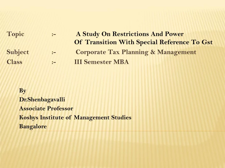 class iii semester mba