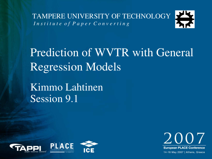 prediction of wvtr with general regression models