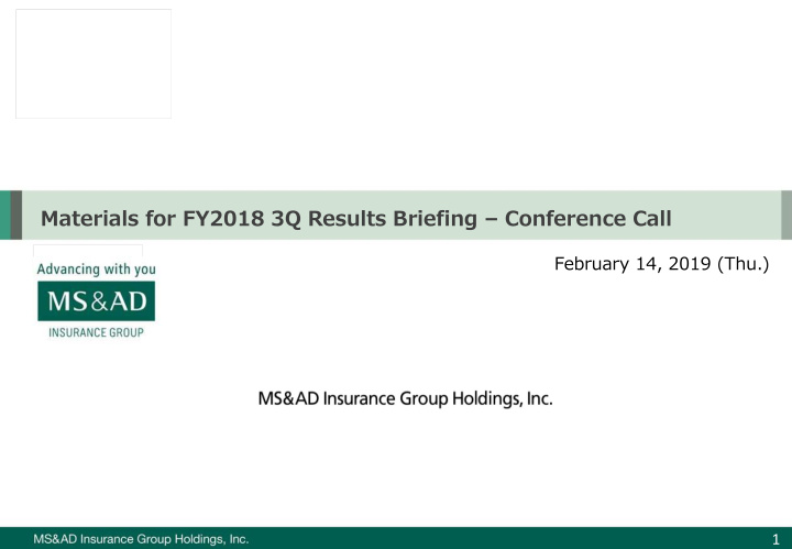 materials for fy2018 3q results briefing conference call
