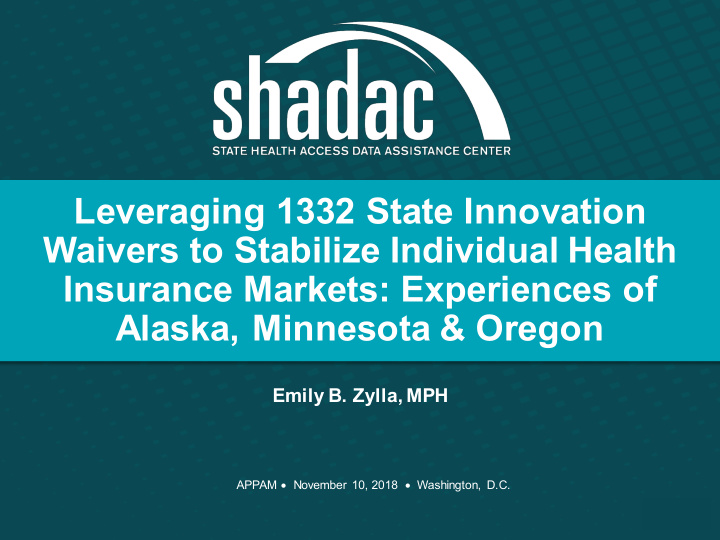 leveraging 1332 state innovation waivers to stabilize