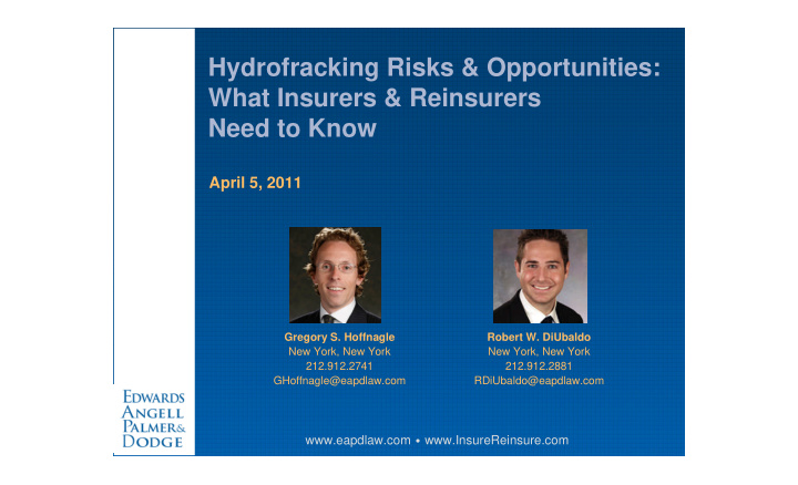 hydrofracking risks opportunities what insurers