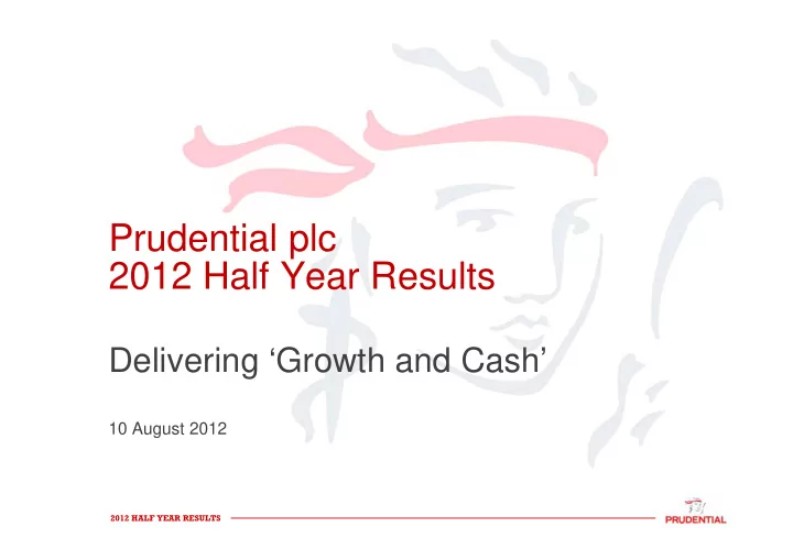 prudential plc 2012 half year results