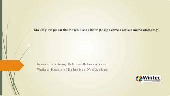 Making ste ps on the ir  own : T  e ac he r  s pe r  spe c tive s on le ar  ne r  autonomy  Re