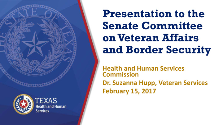 presentation to the senate committee on veteran affairs
