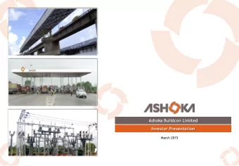 Ashoka Buildcon Limited  Investor Presentation  March 2015  Disclaimer This presentation has been