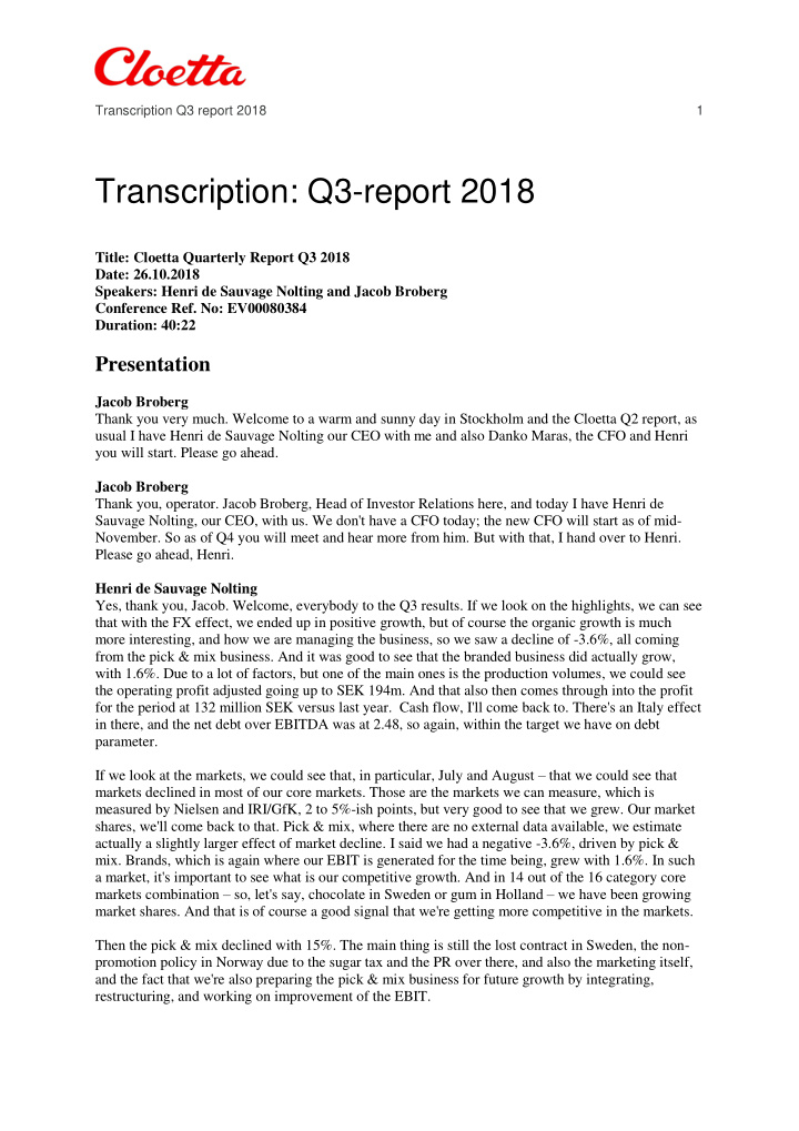 transcription q3 report 2018