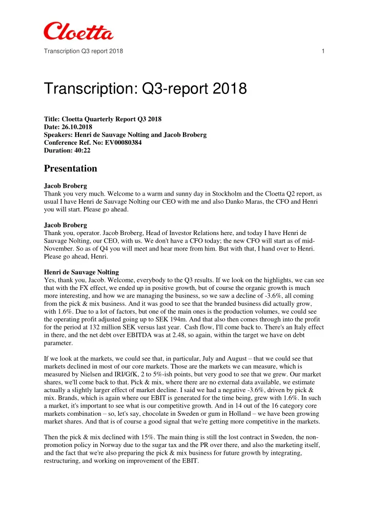 transcription q3 report 2018