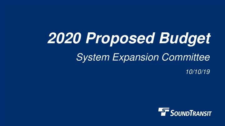 2020 proposed budget