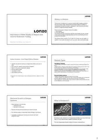 1  Why Monitor Endotoxin in HD ?  Why Monitor Endotoxin in HD ?  Patients receiving hemodialysis