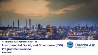 Environmental, Social, and Governance (ESG)  Programme Overview  21  June 2020  Our Sustainability