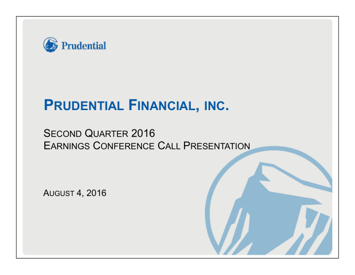 p rudential f inancial inc