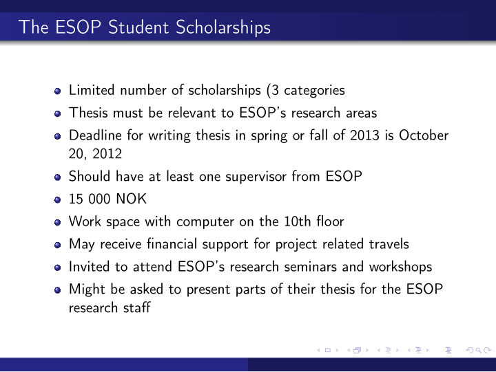 the esop student scholarships