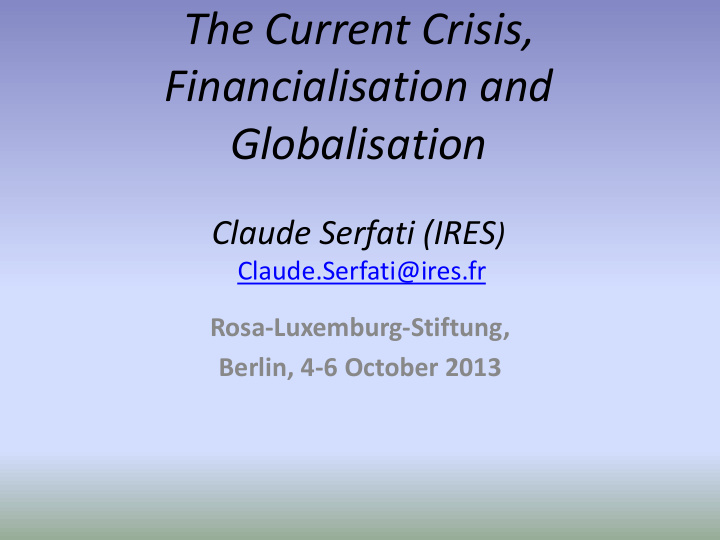 financialisation and
