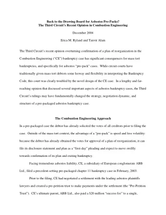 Back to the Drawing Board for Asbestos Pre-Packs?  The Third Circuits Recent Opinion in