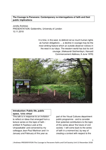 The Courage to Persevere: Contemporary re-interrogations of faith and their  public implications