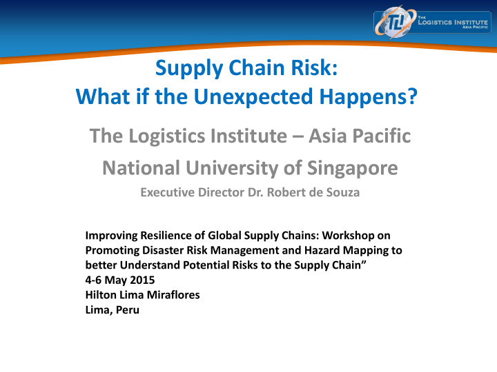 supply chain risk what if the unexpected happens