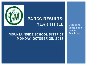 PARCC RESULTS:  YEAR THREE  Measuring  College and  Career  Readiness  MOUNTAINSIDE SCHOOL DISTRICT