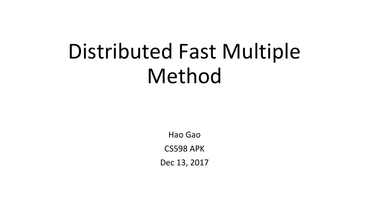 distributed fast multiple method
