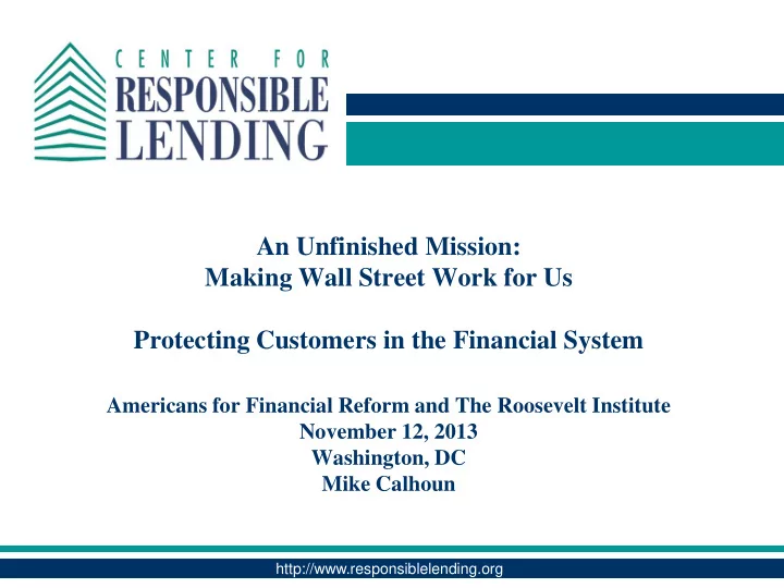 americans for financial reform and the roosevelt