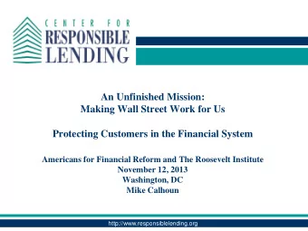 Americans for Financial Reform and The Roosevelt Institute  November 12, 2013  Washington, DC  Mike