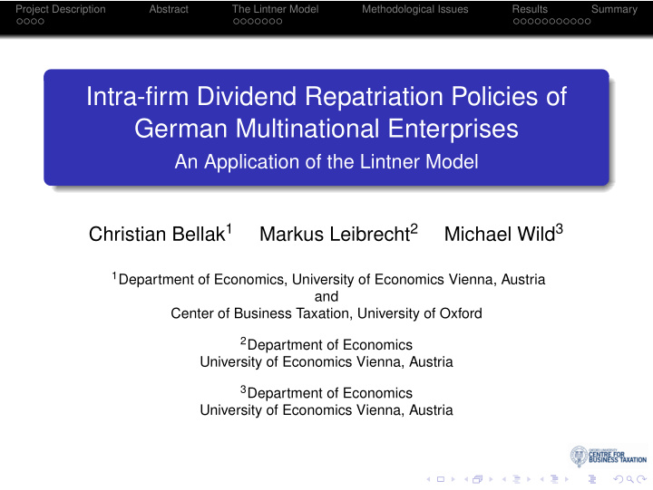 intra firm dividend repatriation policies of german