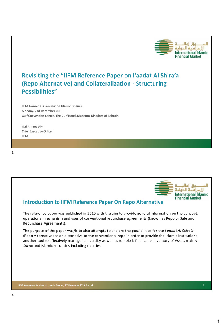 revisiting the iifm reference paper on i aadat al shira a