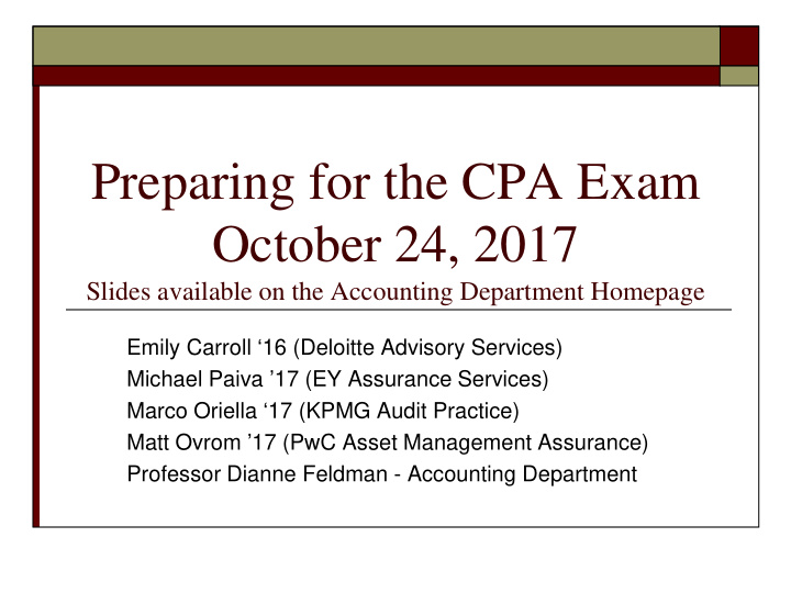 preparing for the cpa exam october 24 2017