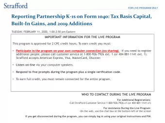 Reporting Partnership K-1s on Form 1040: Tax Basis Capital,  Built-In Gains, and 2019 Additions