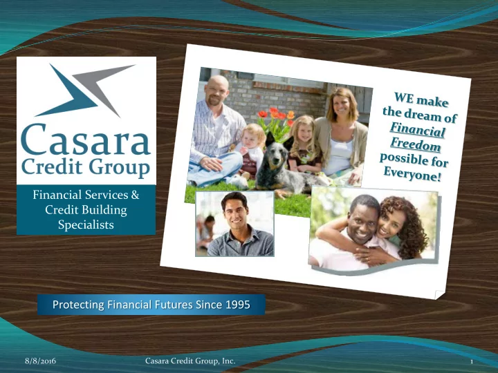 financial services credit building specialists protecting