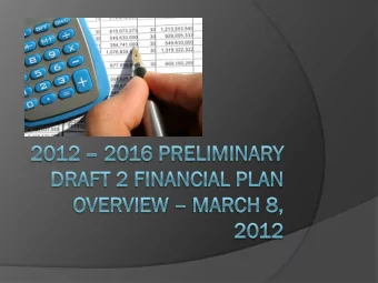 Dr  Draft 2 - Budget  get and Fi  Financi  cial  al Pl  Plan  Background information reviewed at
