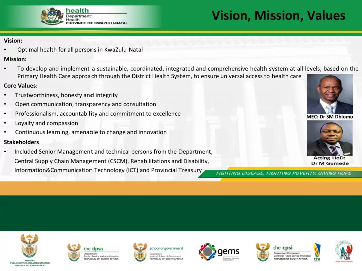 vision mission values