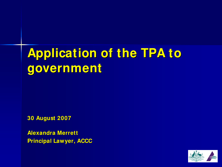 application of the tpa to application of the tpa to