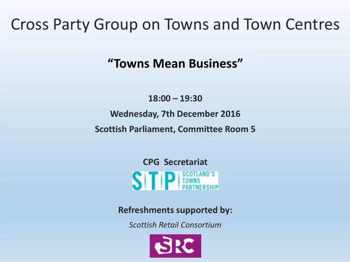 cross party group on towns and town centres