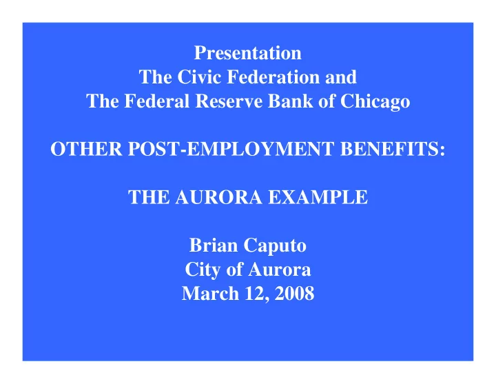 presentation the civic federation and the federal reserve
