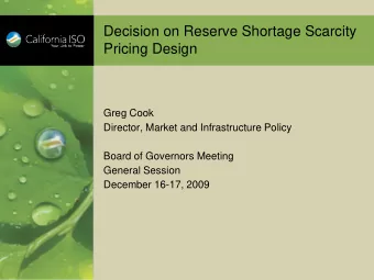 Pricing Design  Greg Cook  Director, Market and Infrastructure Policy  Board of Governors Meeting