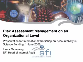 Risk Assessment Management on an  Organizational Level  Presentation for International Workshop on