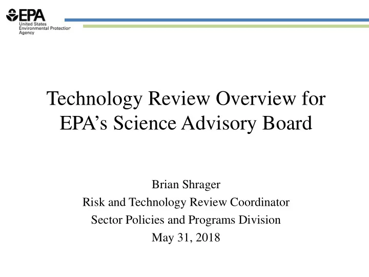 technology review overview for epa s science advisory