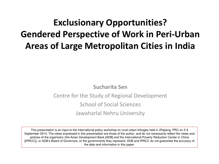 gendered perspective of work in peri urban