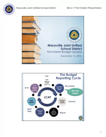 Marysville Joint Unified  School District  First Interim Budget Update  December 13, 2016  July