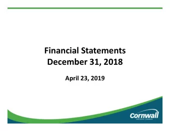 Financial Statements  December 31, 2018  April 23, 2019  Operating &amp; Water Works &amp;