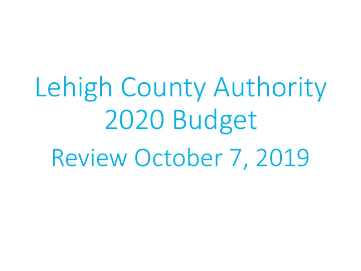 2020 budget