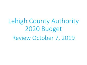 2020 Budget  Review October 7, 2019  Budget Summary  Budget Overview  Sub. Water  Sub. Wastewater