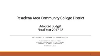 Pasadena Ar  Area  ea C  Community  ty Colleg  ege D  District  ct  Adopted  ed Budget  Fiscal Y