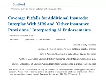 Interplay With SIRS and &quot;Other Insurance Provisions,&quot; Interpreting AI Endorsements