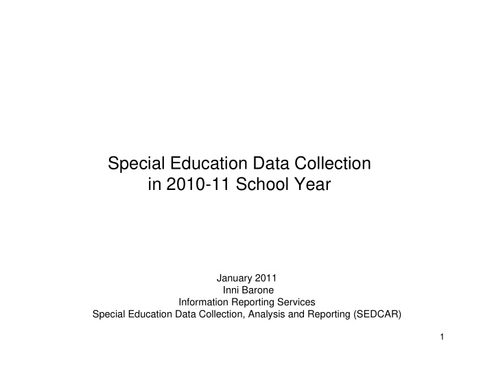 special education data collection in 2010 11 school year