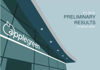 RESULTS  27 March 2020  1  Applegreen plc FY2019 Preliminary Results  Disclaimer This presentation