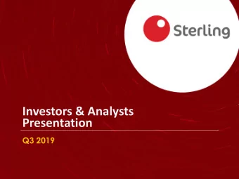 Presentation  Q3 2019  Disclaimer  This presentation has been prepared by Sterling Bank Plc