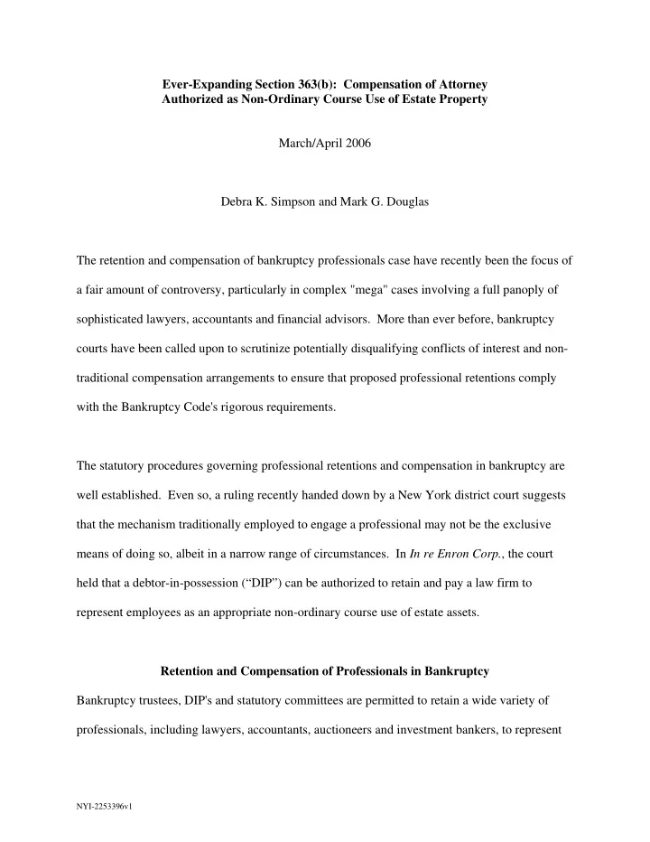 ever expanding section 363 b compensation of attorney